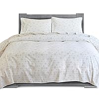 Elegant Comfort Soft 4-Piece 100% Turkish Cotton Flannel Sheet Set - Premium Quality, Deep Pocket Fitted Sheet, Ultra Soft, Cozy Warm and Anti-Pill Flannel Sheets - Twin XL, Snowflake Ivory