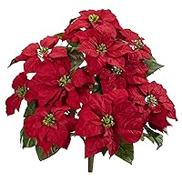 Nearly Natural 24” Poinsettia (Set of 2) Artificial Plant, Red