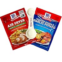 McCormick Seasoning Packets Bundle - With (1) 1.25oz McCormick Toasted Onion & Garlic Potato, (1) 1.25oz McCormick Garlic Parmesan Seasoning for Air Fryer and (1) Wyked Yummy All in One Measuring Spoon