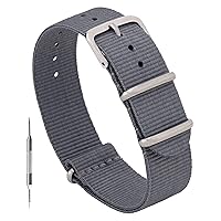 Benchmark Basics Nylon Watch Band - Waterproof Ballistic Nylon One-Piece Military Watch Straps for Men & Women - Choice of Color & Width - 18mm, 20mm, 22mm or 24mm