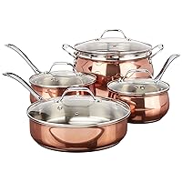 Oster Carabello 9 pc Copper Colored Stainless Steel Cookware Set, Tempered Glass Lids