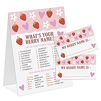Berry Theme What's You Berry Name Game, Baby Shower Game Stickers, Birthday Game, Party Decoration, Activity Game for Office or Class, Package Contains 1 Sign and 30 Name Stickers(wyn17)