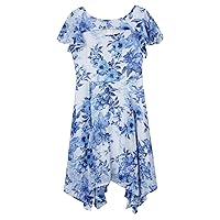 Girls' Short Sleeve Asymmetrical Hem Party Dress