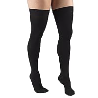 Truform 20-30 mmHg Compression Stockings for Men and Women, Thigh High Length, Dot Top, Closed Toe, Black, Small
