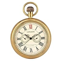 Mens Vintage Railroad Mechanical Pocket Watch Full Copper Case Roman Numeral dial with Chain and Box CHPW6G