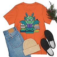 Funny Dragon and Books Nerds Cute Dragon Reading A Book T-Shirt for Men Women