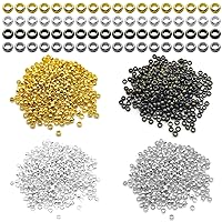 2000Pcs Round Rondelle Crimp Beads for Jewelry Finding,Tiny Crimps Stopper Beads Clamp Caps End Stopper Tiny Brass Spacer Beads 1.5mm Hole for DIY Jewelry Making,Bracelet Necklace Earring