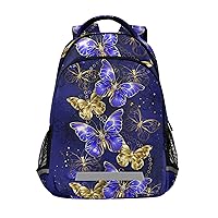 ALAZA Purple And Gold Butterfly Backpack Purse for Women Men Personalized Laptop Notebook Tablet School Bag Stylish Casual Daypack, 13 14 15.6 inch