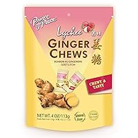 Ginger Chews with Lychee, 4 oz. – Candied Ginger – Lychee Flavored Candy – Lychee Ginger Chews