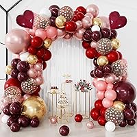 152Pcs Burgundy Balloons Arch Garland Kit Birthday Decorations for Women Girls Double-stuffed Burgundy Rose Gold Heart Balloons for Bridal Shower Wedding Mothers Day Graduations Wine Party Supplies