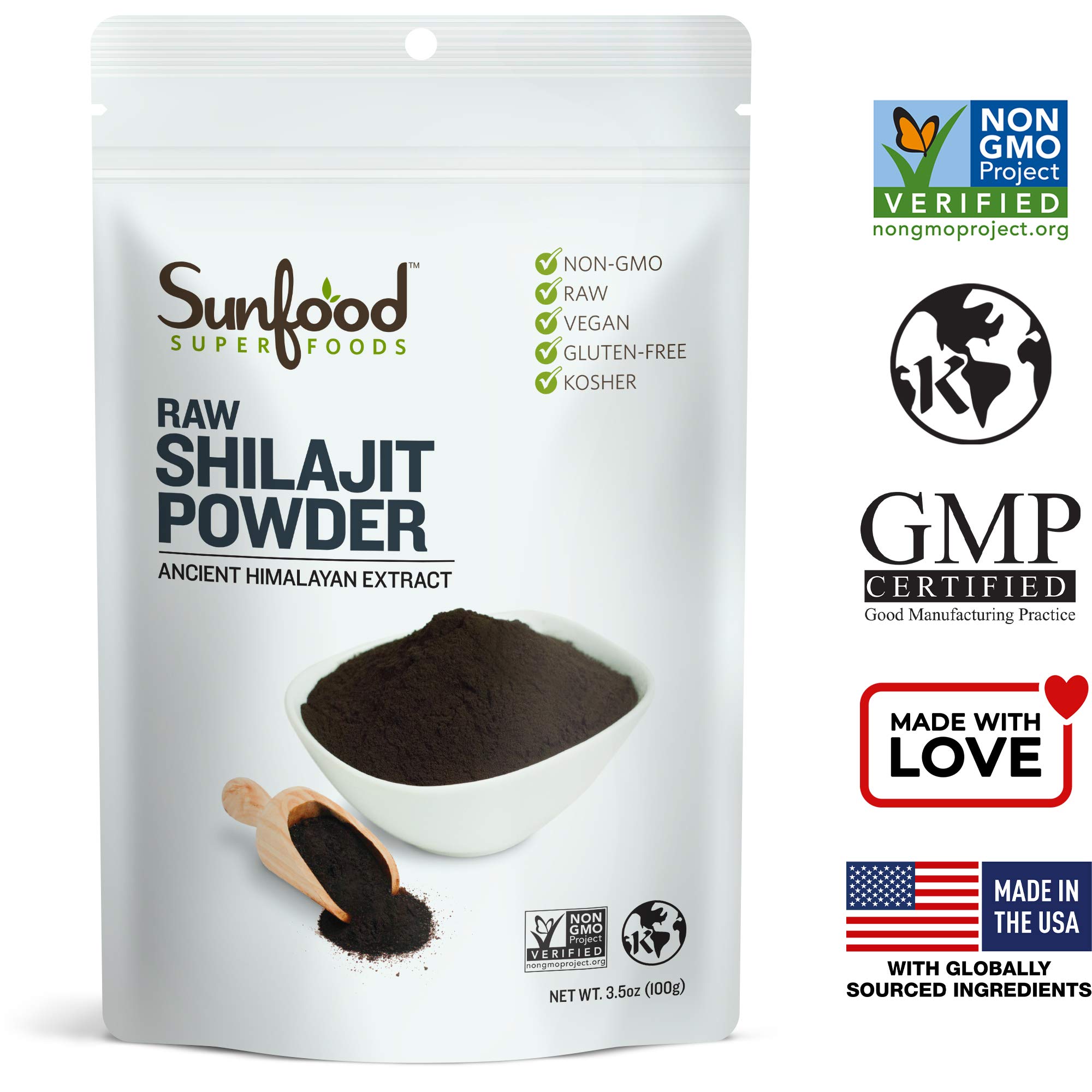 Sunfood Superfoods Shilajit Powder. Potent Adaptogenic Herb. Hand Harvested from High Altitude Himalayan Mountains. Nutrient Rich- Fulvic Acid, Iron. 3.5 oz Bag