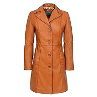 Smart Range CLAIRE Ladies Fashion Fitted TAN Style KNEE-LENGTH Real Leather Jacket Coat 3457