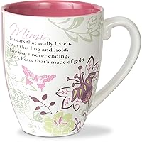 Pavilion Gift Company Mark My Words Mimi Floral Butterfly Grandma Coffee Tea Mug, Large, Pink, 20 ounces