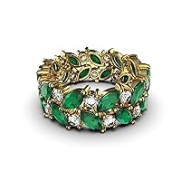 2.20 Ctw Natural Emerald And Diamond Marquise Ring May Birthstone 0.50 Ctw Diamond Use In Ring G-H Color Green Emerald Ring
