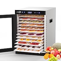 Food Dehydrator with 12 Stainless Steel Trays, Double Fans, Precise Temperature Control, and Fast Drying Speed with Adjustable Timer and Temperature Control - 1200W Dryer Machine