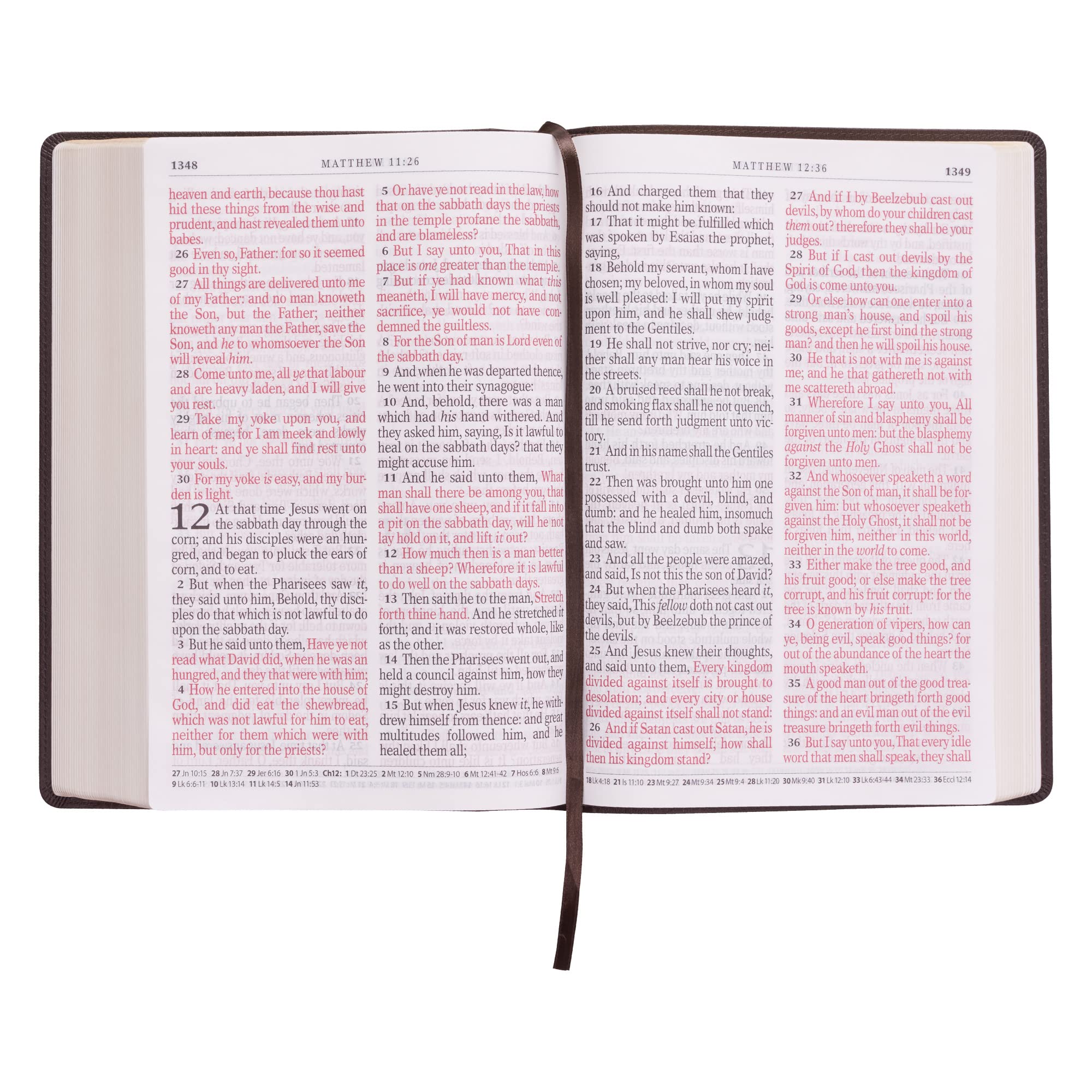KJV Holy Bible, Super Giant Print Faux Leather Red Letter Edition - Ribbon Marker, King James Version, Dark Brown