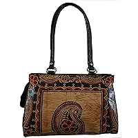 Crafts of India Paisley Batik Design 100% Pure leather Handmade Shantiniketan Shoulder Bag