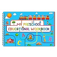 Handwriting Practice Book, 40 Pages Dry Erase Preschool Workbook Montessori Learning Toy Educational Tool for Alphabet/Numbers/Colors/Shapes/Line Tracing - for Toddlers, Kids 3-5 Years Old