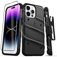 ZIZO Bolt Bundle for iPhone 14 Pro Max (6.7) Case with Screen Protector Kickstand Holster Lanyard - Black