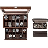 TAWBURY GIFT SET | Bayswater 24 Slot Watch Box with Drawer (Brown) and Fraser 3 Watch Travel Case (Brown)