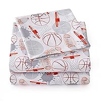 1500 Supreme Kids Bed Sheet Collection - Fun Colorful and Comfortable Boys and Girls Toddler Sheet Sets - Deep Pocket Wrinkle Free Soft and Cozy Bedding - Twin, Basketball(Pack of 12)