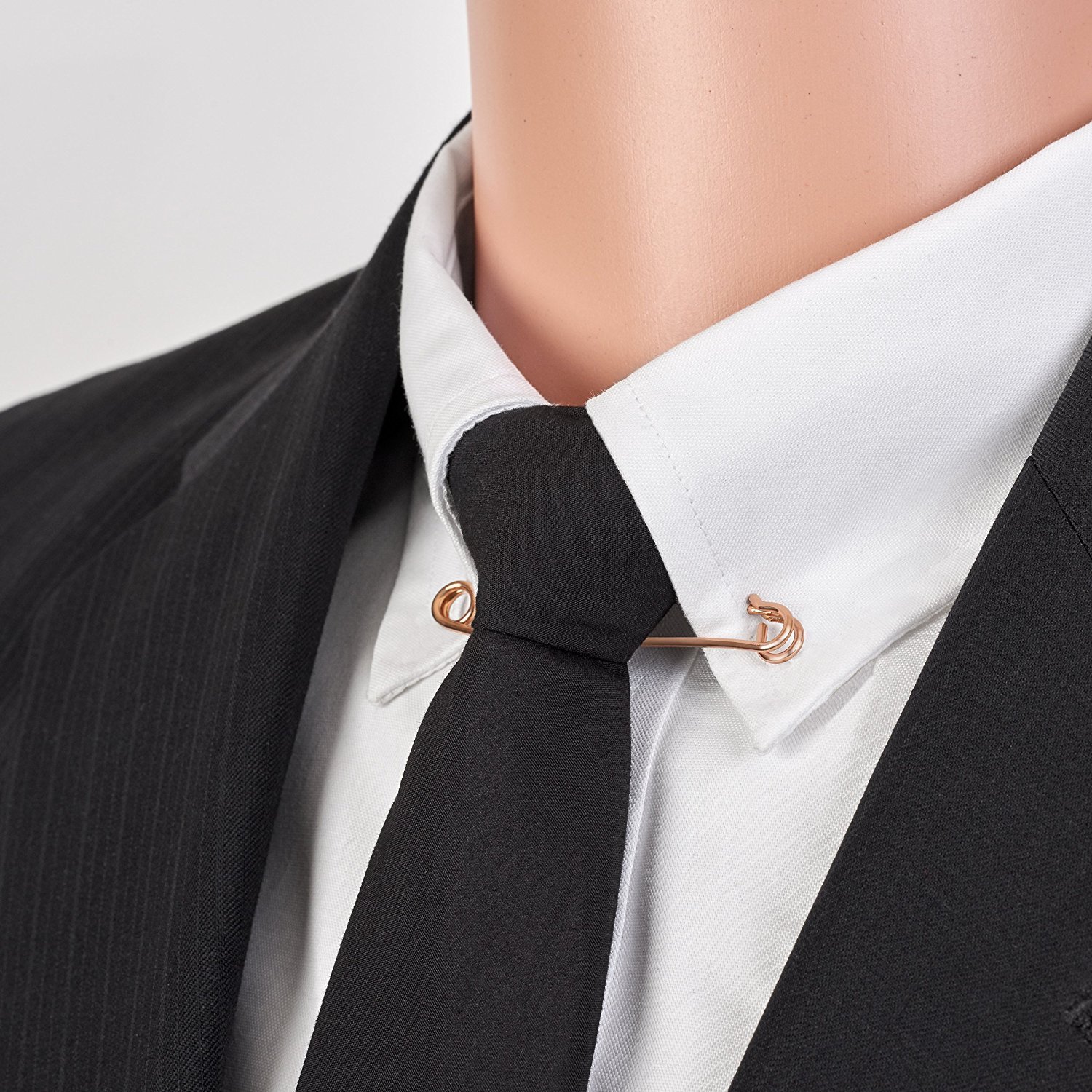 VVCome 3PCS Men's Classic Brass Shirt Collar Bar Tie Pins Set for Wedding Business with Gift Box 