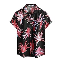 VATPAVE Mens Hawaiian Floral Shirts Cotton Linen Casual Button Down Short Sleeve Beach Shirts