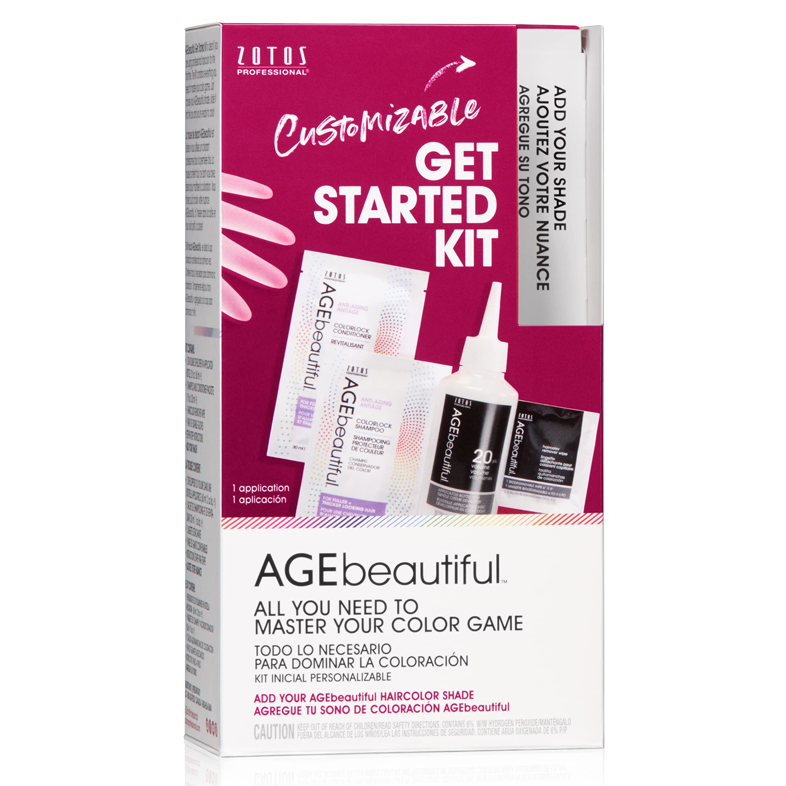 AGEbeautiful Permanent Liqui Creme Hair Color Dye Starter Kit | Developer | Applicator Bottle | Shampoo | Conditioner | Gloves | Salon Coloring Tools | Everything You Need