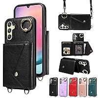 Cellphone Flip Case Wallet Case Compatible with Samsung Galaxy A24 4G/A25 5G Case, Crossbody Wallet Case Compatible with Women with Card Holder,Premium Leather Protective Back Cover Shockproof Protect