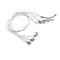 Linpeng 3 Piece Imitation Leather Braided Necklace for Jewelry Making, White