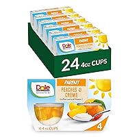 Dole Fruit Bowls Low Fat Peaches & Creme Parfait Snacks, 4.3oz 24 Total Cups, Gluten & Dairy Free, Bulk Lunch Snacks for Kids & Adults