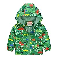 Jackets Big Boys Toddler Boys Girls Casual Jackets Printing Cartoon Hooded Outerwear Winter Coats (Green, 3-4 Years)