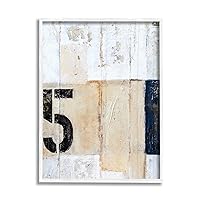 Stupell Industries Weathered Street Style Number 5 Stencil Rustic Abstract, Design by Erin Ashley, 24 x 30, White Framed