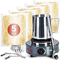 Candle Making Kit with Electronic Hot Plate, DIY Candle Maker Supplies: Bulk Organic Soy Candle Wax for Candle Making, Wax Melter, Pouring Pot, Starter Candle Kit for Adults, Beginners, and Kids (5lb)