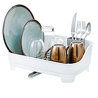 Glad Dish Rack with Drainer | Kitchen Sink Organizer with Cutlery Tray | 360 Degree Drain Spout Keeps Countertop Dry | Holds Up to 12 Plates, Extra Large