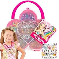 Love, Diana ABC Friendship Bead Case by Horizon Group USA, Create 30 Accessories, Includes 800+ Beads, Charms, Elastic Cording with Shoelace Ends, Stickers, Reusable Storage Case & More