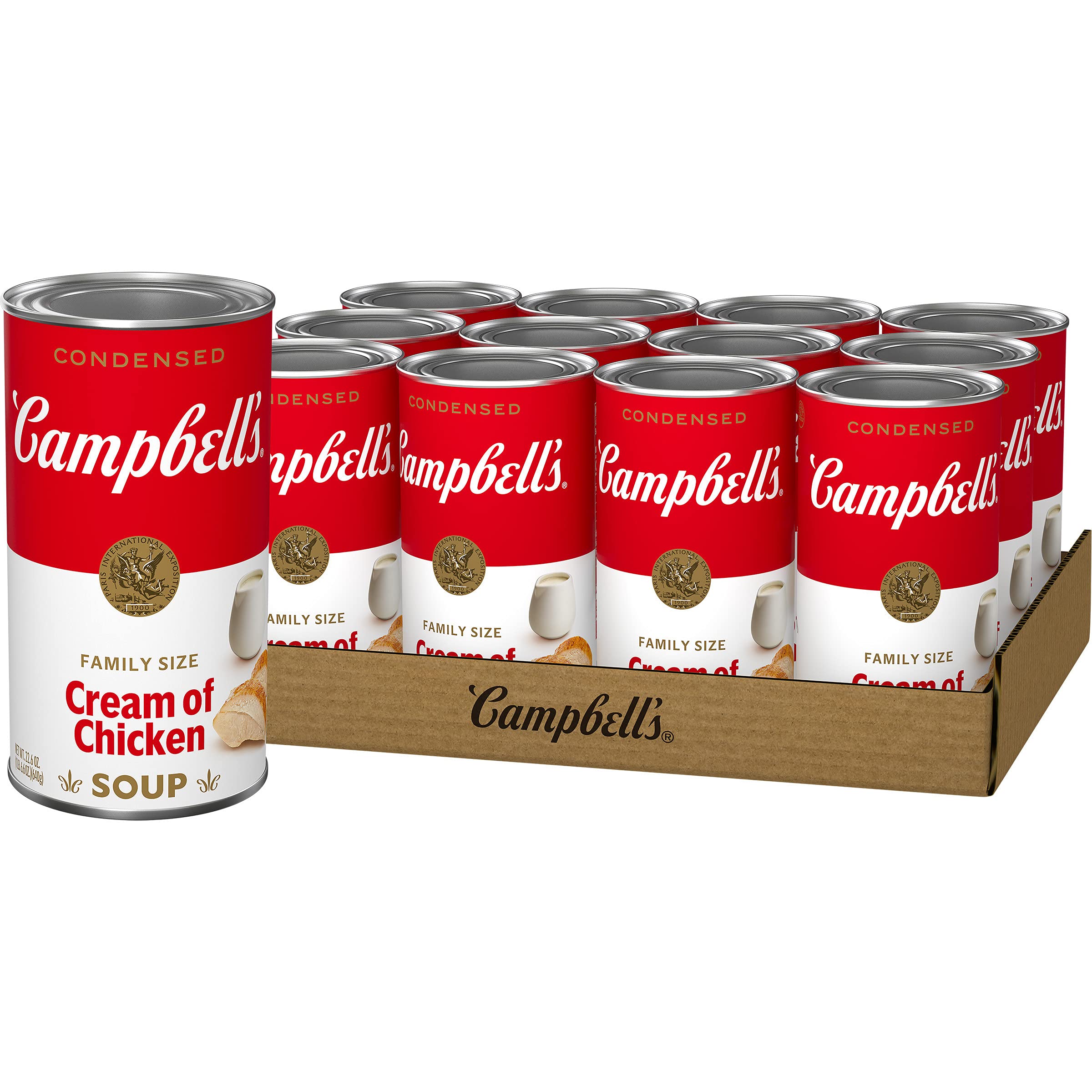 Campbell's Condensed Cream of Chicken Soup, Family Size 22.6 Ounce Can (Pack of 12)