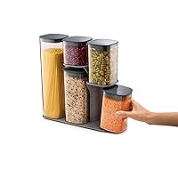 Joseph Joseph Podium Dry Food Storage Container Set with Stand, 5-piece, Gray