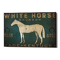 'White Horse with Words Blue' by Ryan Fowler, Canvas Wall Art, 26