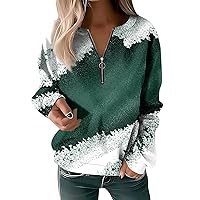 Quarter Zip Sweatshirt Women Oversized Hoodie Pullover Gradient Trendy Tops Fall Long Sleeve Teen Girl Clothes