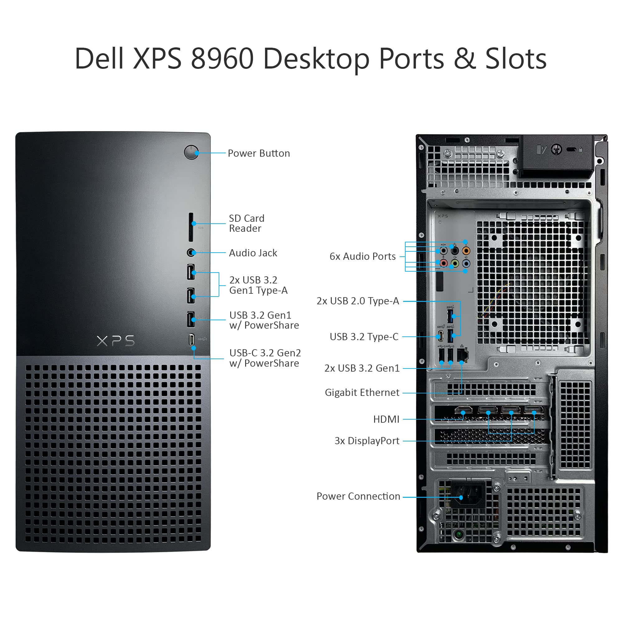 Dell XPS 8960 Tower Desktop Computer - 13th Gen Intel Core i7-13700 16-Core up to 5.20 GHz CPU, 16GB DDR5 RAM, 1TB NVMe SSD, GeForce RTX 3050 8GB GDDR6, Killer Wi-Fi 6E, Windows 11 Pro