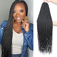 NAYOO Long Crochet Hair Senegalese Twist, 28 Inch 8 Packs Black Crochet Hair For Black Women, 35 Strands/Pack Braids Crochet Hair, Twist Crochet Hair Hot Water Setting (28 Inch, 1B)
