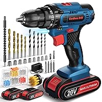 Cordless Screwdriver, 20 V Cordless Drill Set with 2 Batteries and 87 Accessories, Tool Case, Cordless Drill 42 Nm Max Torque, 25 + 1 Torque Levels, 2-Gear, 10 mm Drill Chuck, Battery Drill for Home