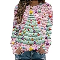 Ugly Christmas Sweater for Women 2023 Novelty Graphic Sweatshirts Funny Gifts Crewneck Long Sleeve Holiday Shirts Tops