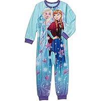 Frozen Princess Anna & Elsa Girls' Blanket Sleeper Pajamas, Size M(7/8) Blue