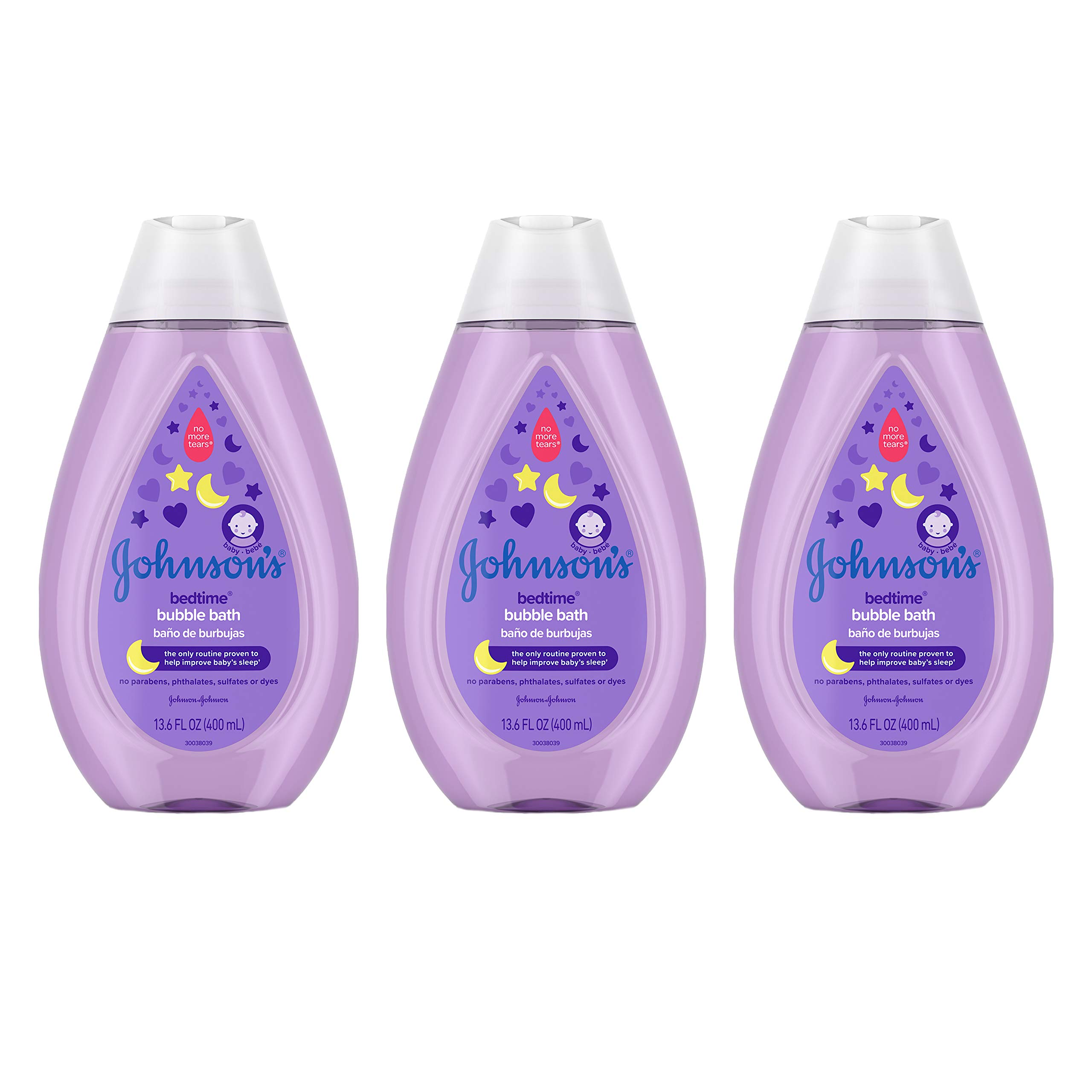 Johnson's Bedtime Baby Bubble Bath with NaturalCalm Aromas, Hypoallergenic and Sulfate-Free Nighttime Bubble Bath, 13.6 fl. oz, Pack of 3