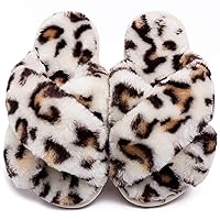 Girls Fluffy Slippers Kids Leopard Tie Dye Open Toe Memory Foam Slides Sandals Soft Plush Cross Band House Shoes Indoor Outdoor Slip On