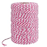 656 Feet Rose and White Twine,Cotton Bakers Twine Cotton Cord Crafts Twine String for Holiday