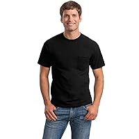 Gildan Men's Collar Double Needle Pocket Knit T-Shirt Pack of 10, Black, Large