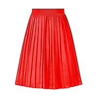 Girls Pleasted Maxi Skirt Elastic High Waist A-Line Swing Long Skirt for 3-12Y
